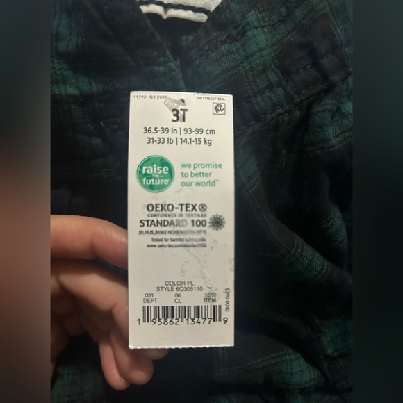 NWT OshKosh B’Gosh Girls Flannel Plaid Overall Dress SIZE 3T - Picture 7 of 7